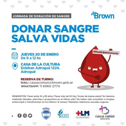 Convocan a vecinos de Alte Brown a participar de nueva campaña de donación de sangre