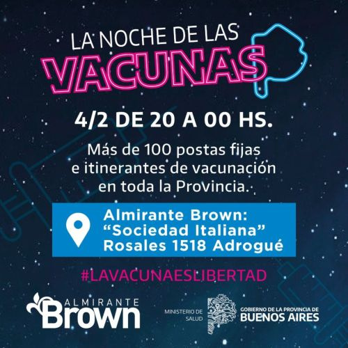 Este viernes llega a Almirante Brown “La noche de las vacunas”