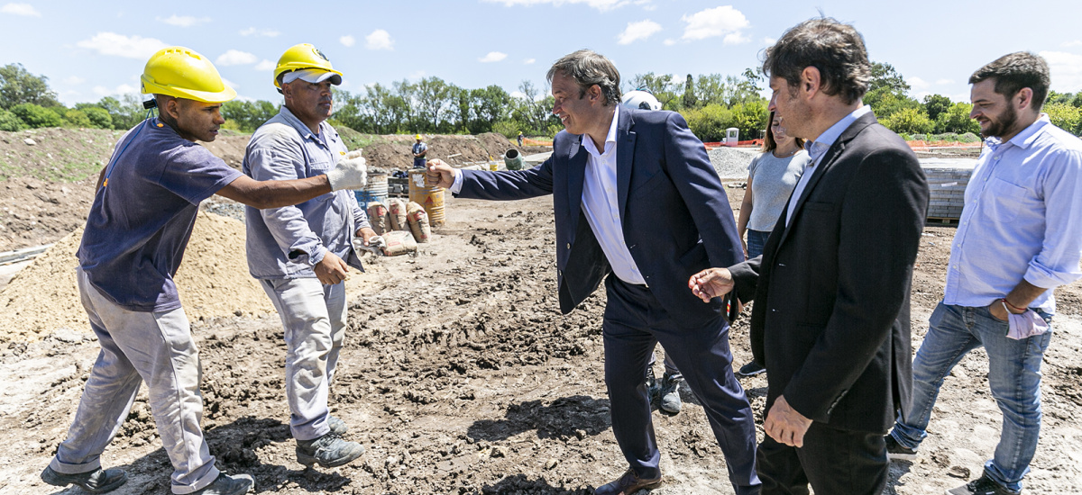 Kicillof, Cascallares y Fabiani recorrieron la obra del Parque Don Orione