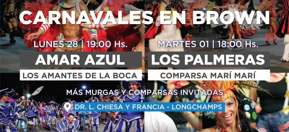 Este lunes y martes llegan los show de carnaval a Almirante Brown