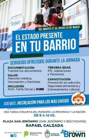 Servicios para los vecinos con el estado en tu barrio en Rafael Calzada