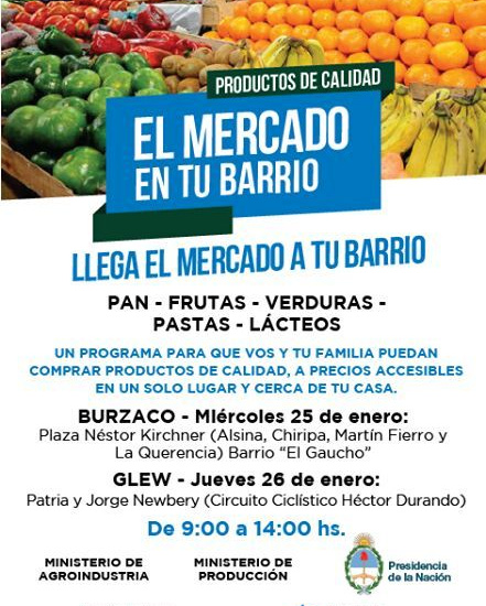 El mercado en tu barrio llega a Burzaco y Glew