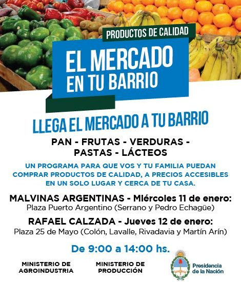 El mercado en tu barrio llega a Malvinas Argentinas y Calzada